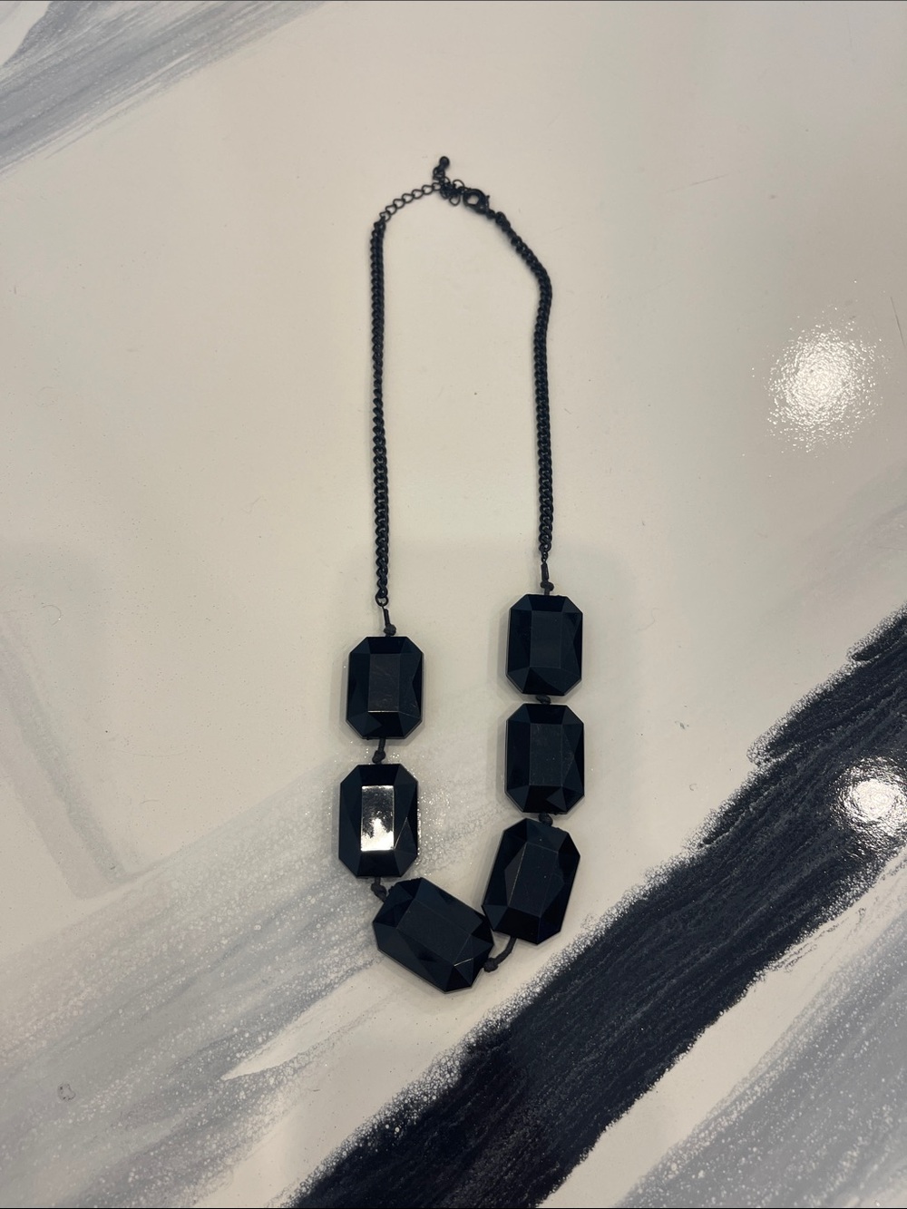 Black Faceted Statement Necklace - Women Jewelry